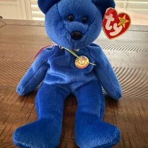Ty Royal Blue Plush Bear - Clubby